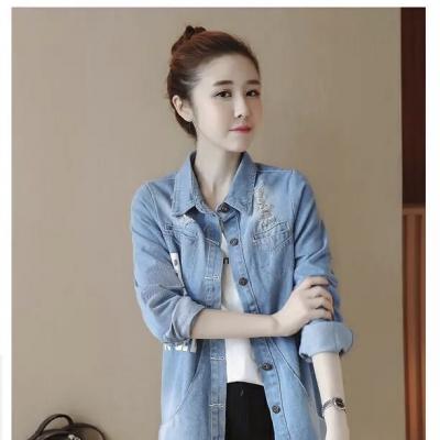 ÁO KHOÁC JEAN FORM DÀI IN CHỮ - NK346